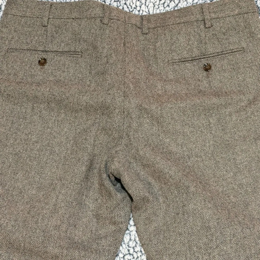 J.Crew Thompson Dress Pants Mens 38x32 Brown Wool Herringbone Slim Minimalist